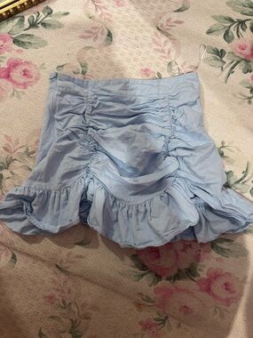 Light Blue Ruffled Mini Skirt